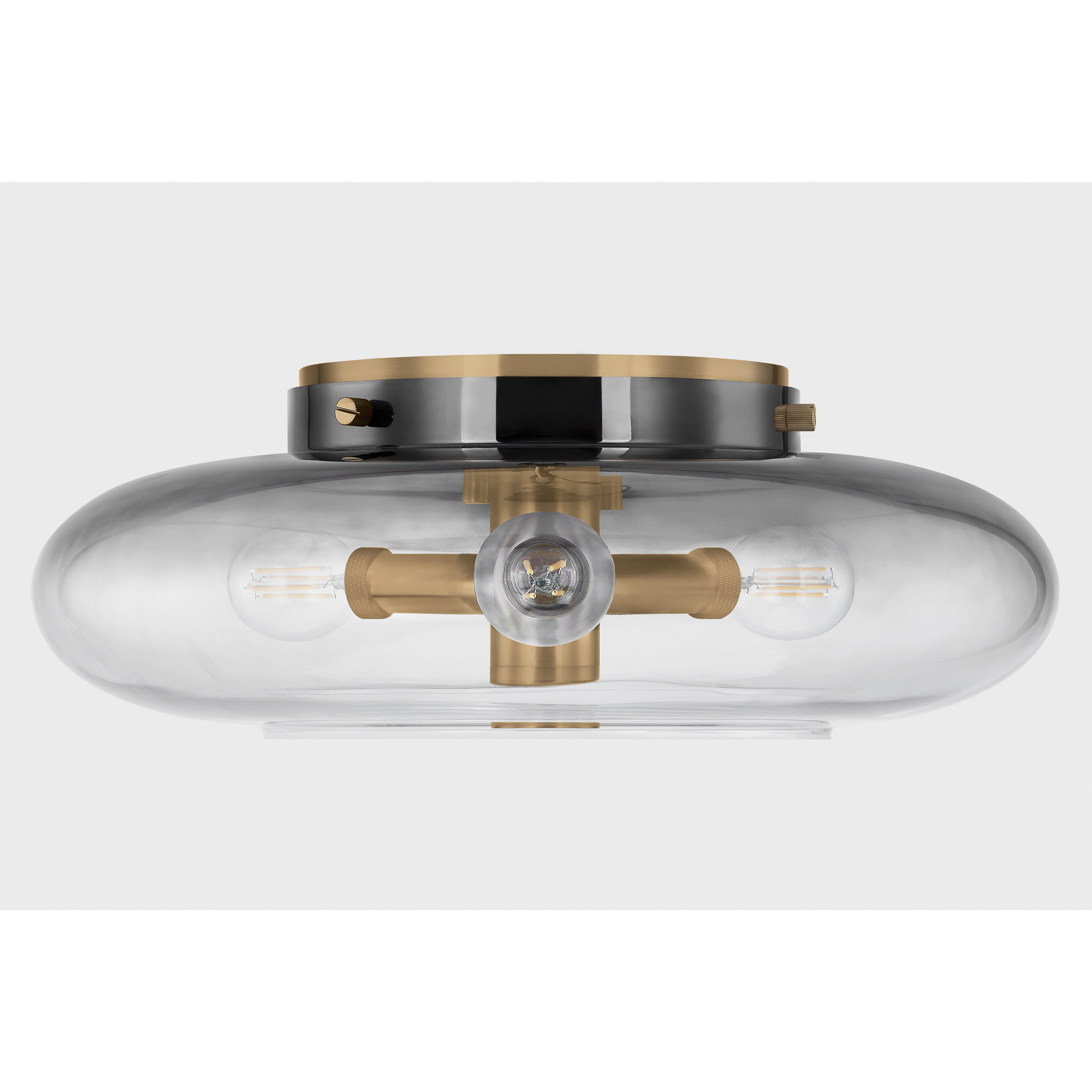 Gunner 3 Light 15 inch Patina Brass Flush Mount Ceiling Light